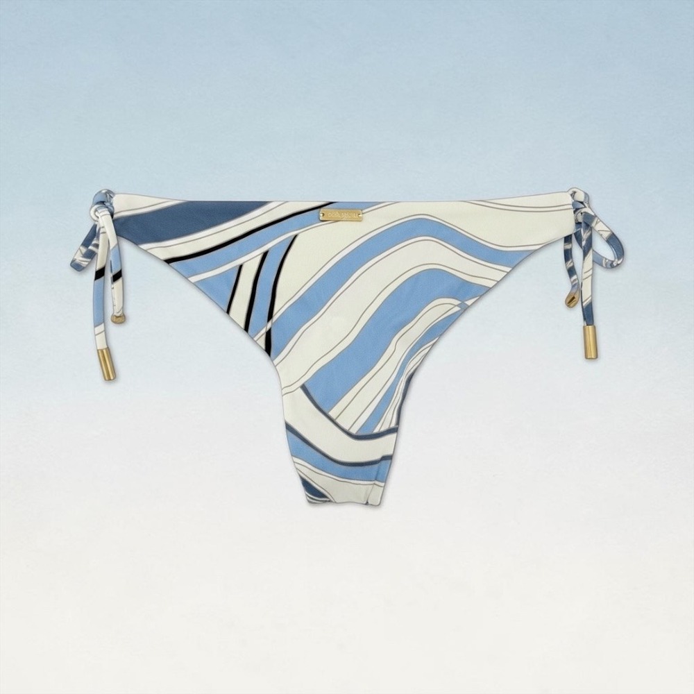 Cult Gaia Estella Bikini Bottom Blue Wave Abstract Print Side Tie Medium NEW - Picture 9 of 16